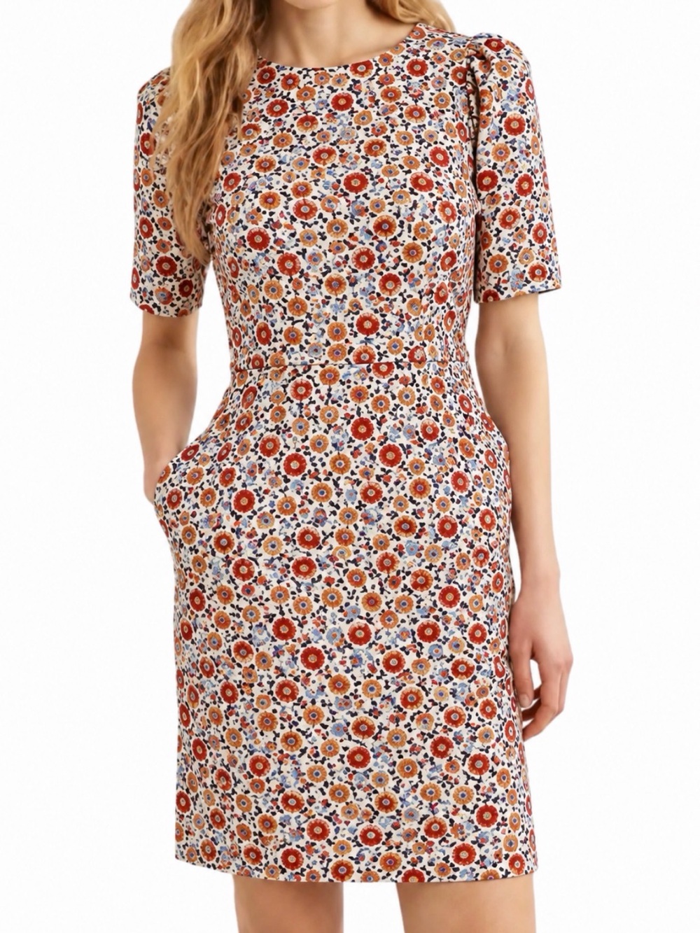 14L Boden Zoe Floral Cotton Jersey Dress 14 Long with Pockets Tall